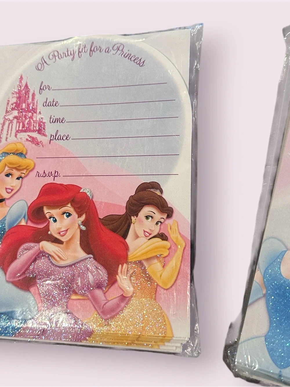 Disney Princess Pink Party Invitations (10) And Thank You Notes (8) w/Envelopes